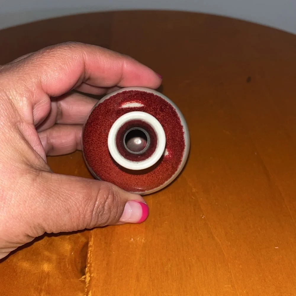 Flambe Glazed Earthenware Vase with Red Finish.